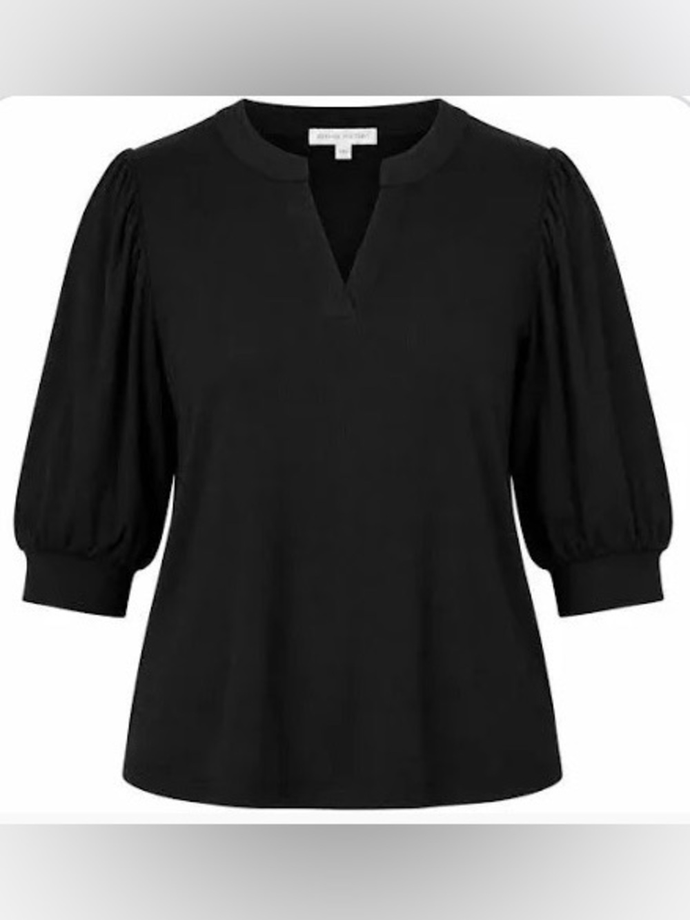Design History Quinley Split Neck Puff Sleeve Top Black Medium NWT